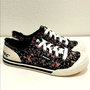 Rocket Dog Jazzin Sneaker Black/Multicolor Floral Print |Size 9